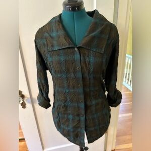 Royal Robbins XS plaid crinkle top